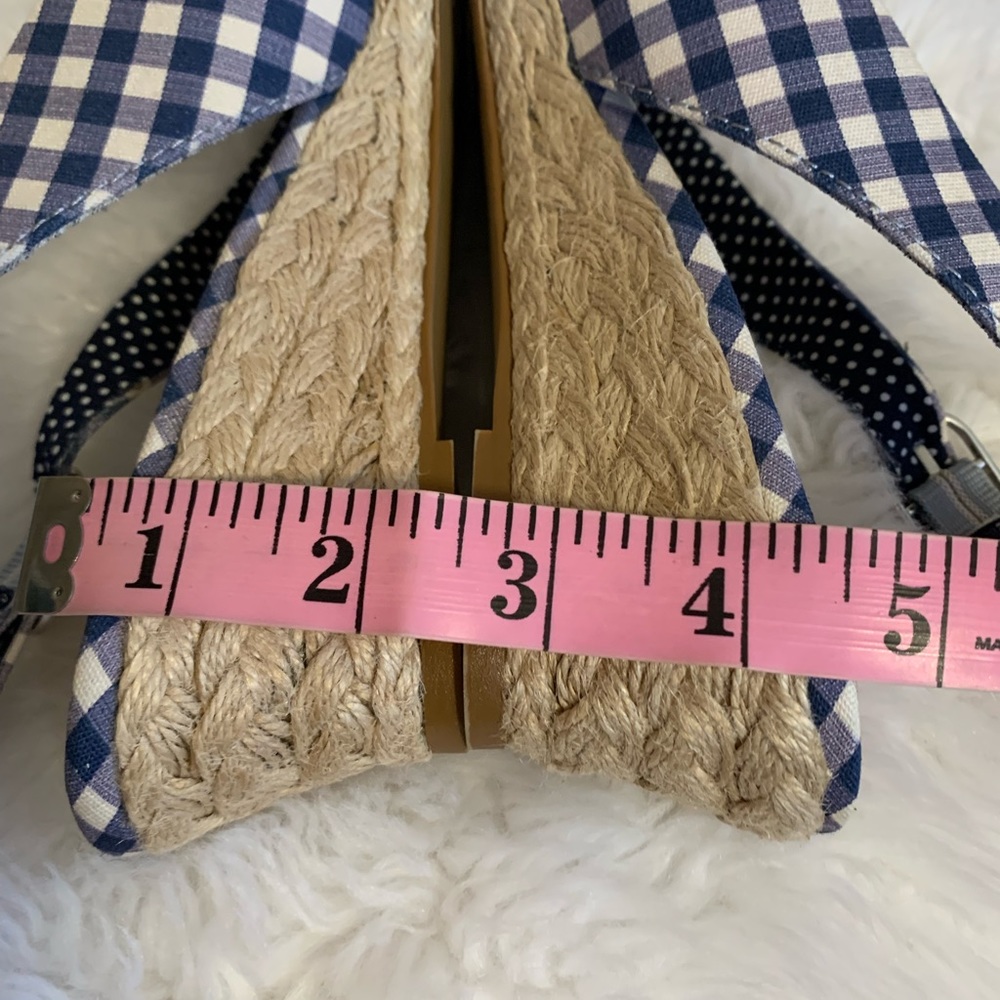 KELLY & KATIE Tamy Gingham Peep Tie espadrille wedge sandal Size 8.5 VVG… - Picture 4 of 10